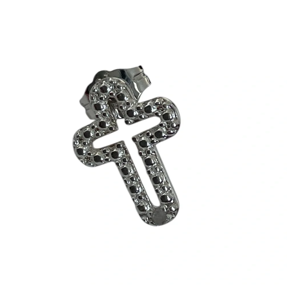 1pc Singular Silver Open Cross Stud Earring (NOT A PAIR)